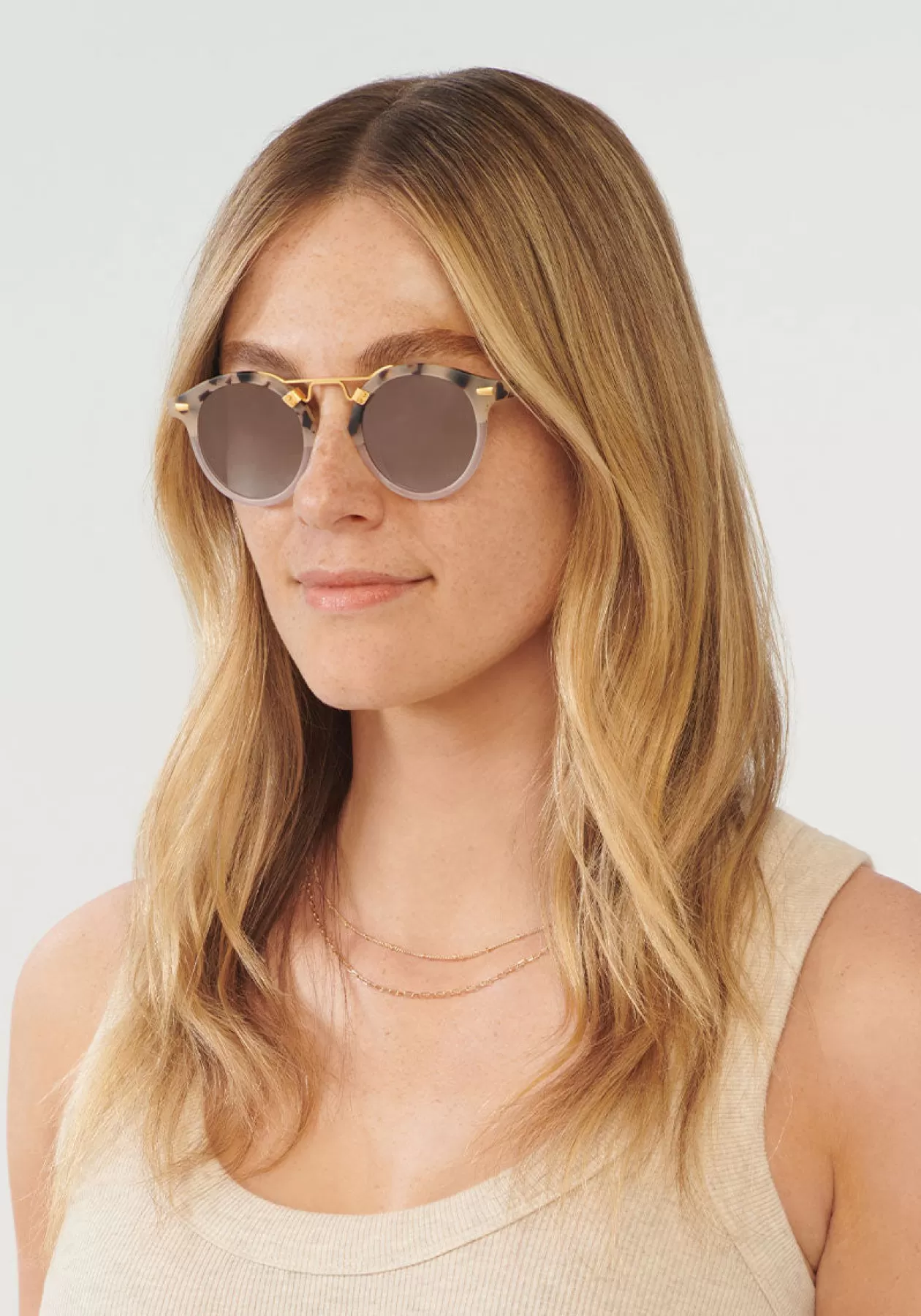 St. Louis Mirrored | Matte Oyster To Crystal Mirror Polarized 24K | KREWE New